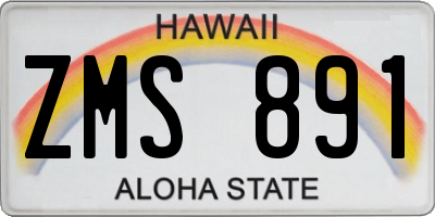 HI license plate ZMS891