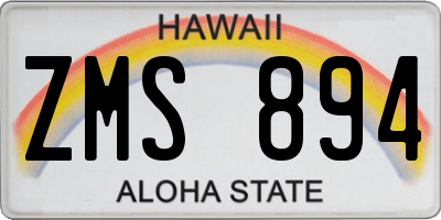 HI license plate ZMS894