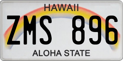 HI license plate ZMS896