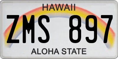 HI license plate ZMS897