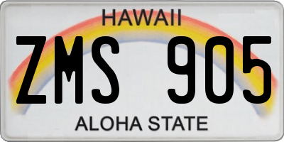 HI license plate ZMS905