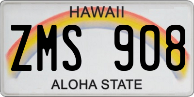 HI license plate ZMS908