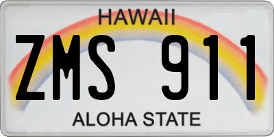 HI license plate ZMS911