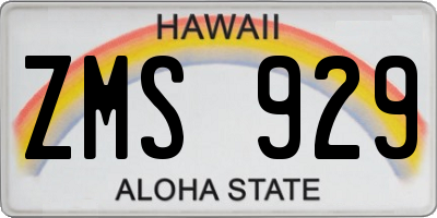 HI license plate ZMS929
