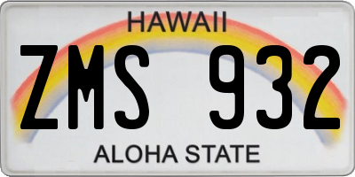 HI license plate ZMS932