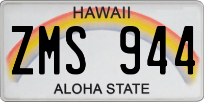 HI license plate ZMS944