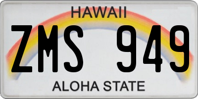 HI license plate ZMS949