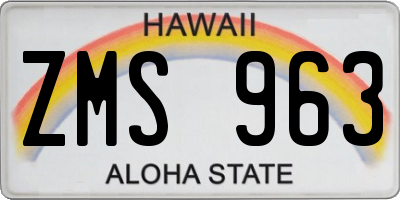HI license plate ZMS963