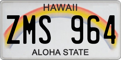 HI license plate ZMS964