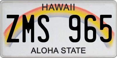HI license plate ZMS965