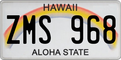 HI license plate ZMS968