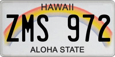 HI license plate ZMS972