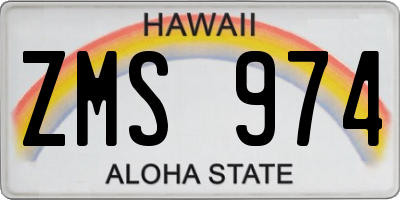 HI license plate ZMS974