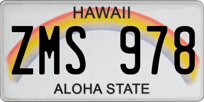 HI license plate ZMS978