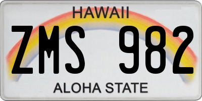 HI license plate ZMS982