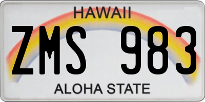 HI license plate ZMS983