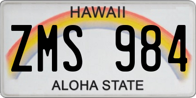 HI license plate ZMS984