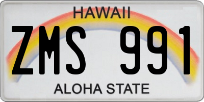 HI license plate ZMS991