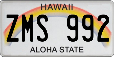HI license plate ZMS992
