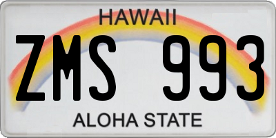 HI license plate ZMS993