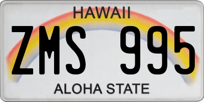 HI license plate ZMS995