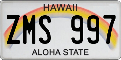 HI license plate ZMS997
