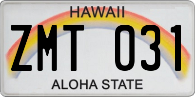 HI license plate ZMT031