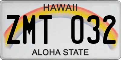 HI license plate ZMT032