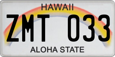 HI license plate ZMT033