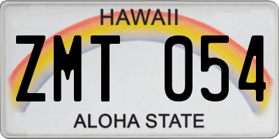 HI license plate ZMT054