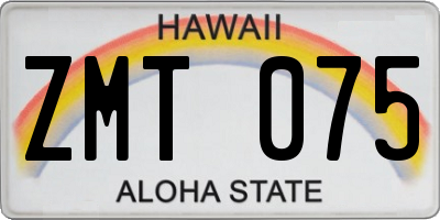 HI license plate ZMT075