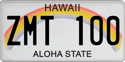 HI license plate ZMT100