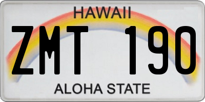 HI license plate ZMT190