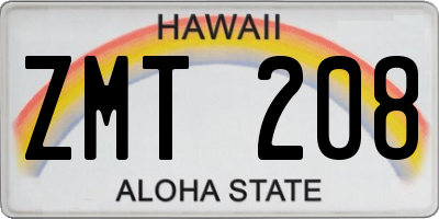 HI license plate ZMT208