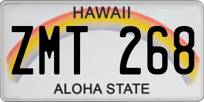 HI license plate ZMT268