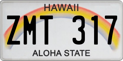 HI license plate ZMT317