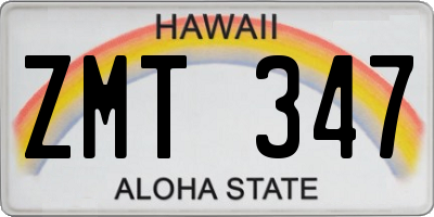 HI license plate ZMT347