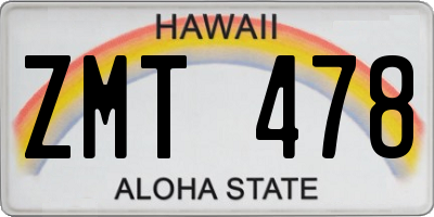 HI license plate ZMT478