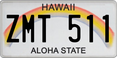 HI license plate ZMT511