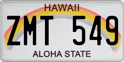 HI license plate ZMT549