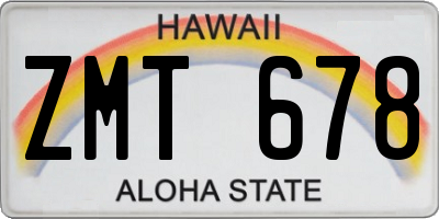 HI license plate ZMT678