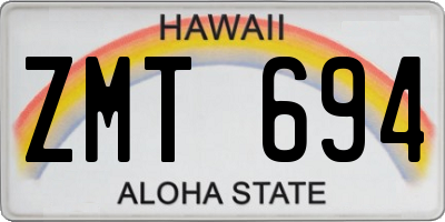 HI license plate ZMT694