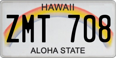 HI license plate ZMT708
