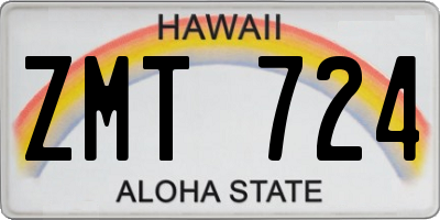 HI license plate ZMT724