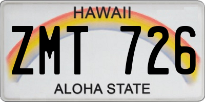 HI license plate ZMT726