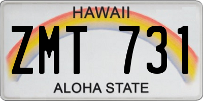 HI license plate ZMT731