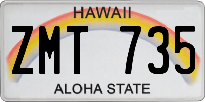HI license plate ZMT735
