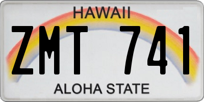 HI license plate ZMT741