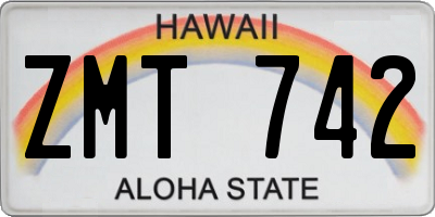 HI license plate ZMT742