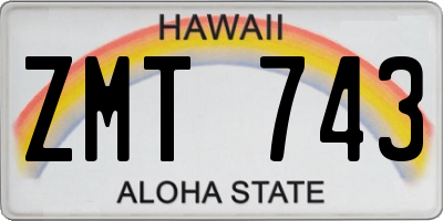 HI license plate ZMT743